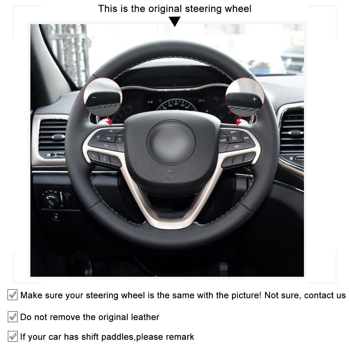 Loncky Auto Custom Fit OEM Black Genuine Leather Car Steering Wheel Cover for Jeep Grand 2014 Jeep Grand Cherokee Steering Wheel Removal